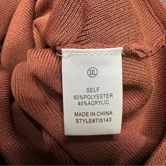 Fashion Nova Cut Out and Play Brown Ribbed Bodysuit Size 3X NWT - Picture 7 of 9